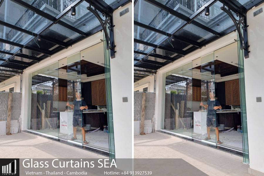 Thi công cửa kính xếp trượt Biệt Thự Hải Phòng