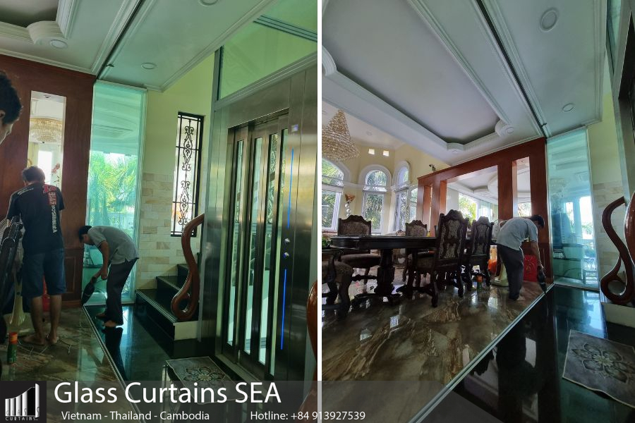 Thi công cửa kính xếp trượt Glass Curtains SEA